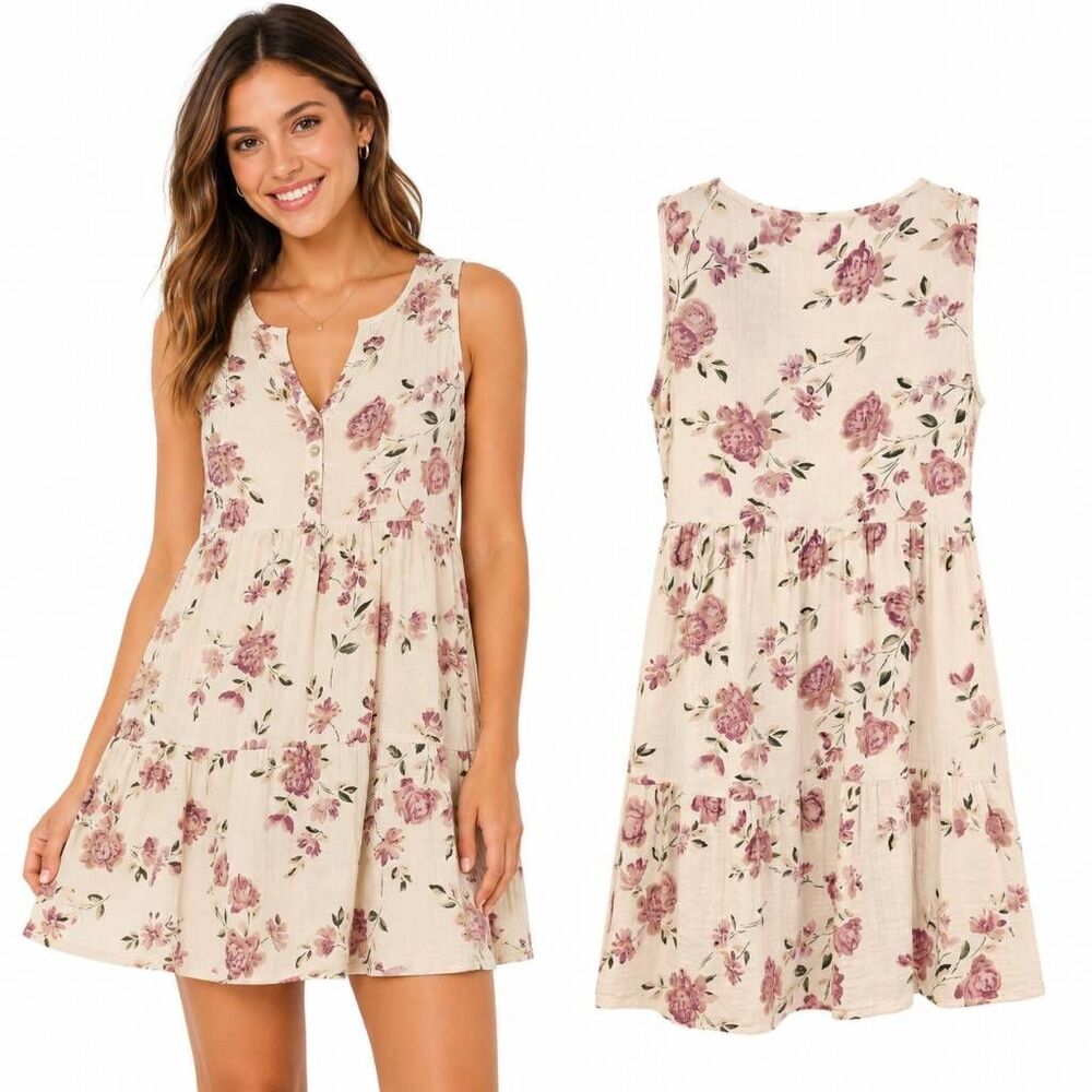 Maurices Floral Sleeveless Button Dress Small